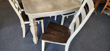 Load image into Gallery viewer, Gray Farmhouse Table center leaf by Ashley with 6 chairs

