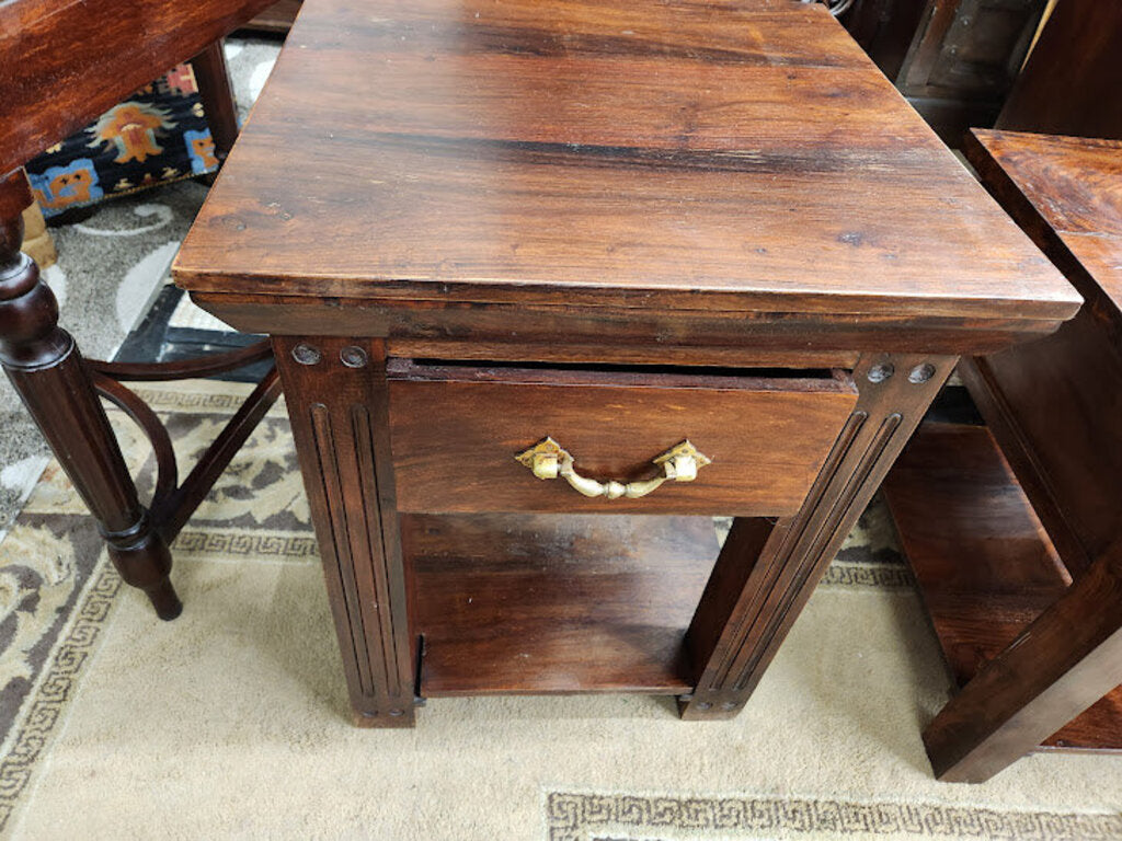 Wood Square Side Table 1-Drawer India (1)