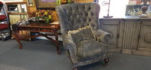 Load image into Gallery viewer, Custom Design Gray Tufted Chair on Rollers Casters w/pillow
