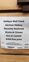 Load image into Gallery viewer, Antique Restored German Wall Clock (working sold as is) Key at front counter
