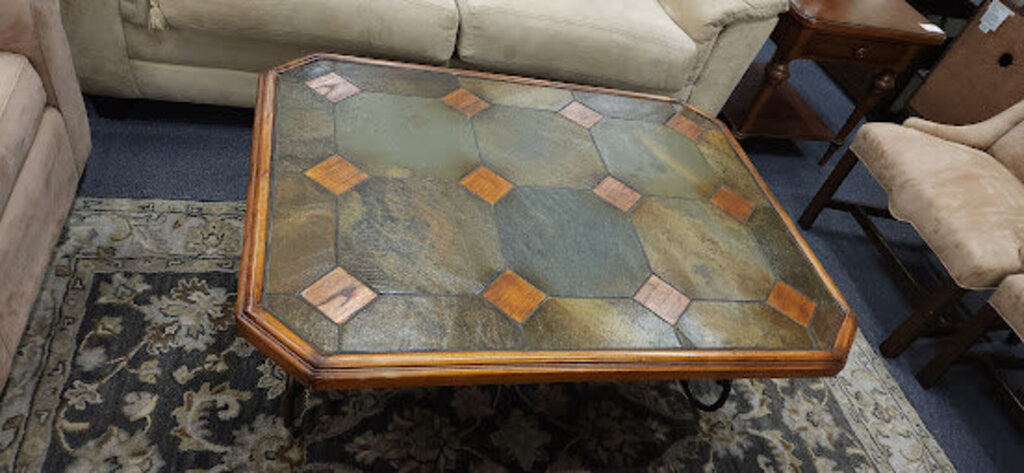 Mosaic Inlaid Tile Metal Base Coffee Table