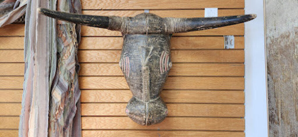 Carved Wood Bull Hanging Decor