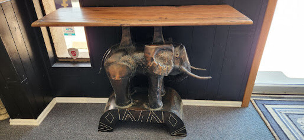 Custom Design Metal Elephant Teakwood Table