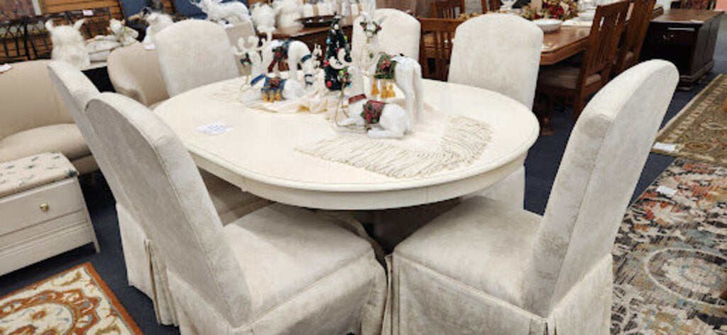 Round Cream White Dining Table 48