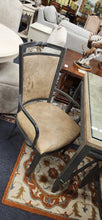 Load image into Gallery viewer, Leather Top Dining Table Glass Top 4-Arm Metal Chairs set

