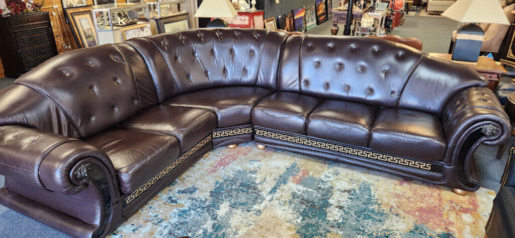 Top Grain Leather Crocodile Embossed Apollo Sectional Sofa