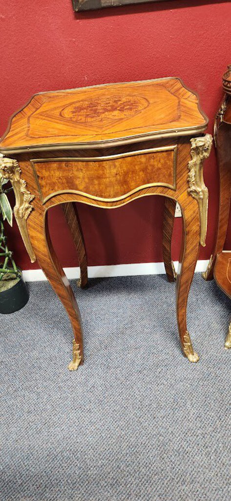 Louis VX Style Inlaid Wood Guilded End Table (1) each