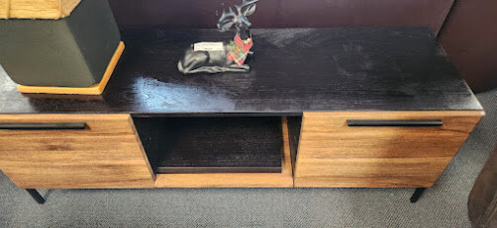 Black Entertainment Console Adjustable Shelves