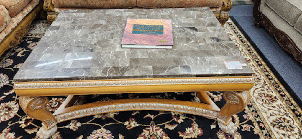 Ornate Marble Top Style Large Coffee Table
