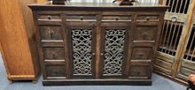 Load image into Gallery viewer, Rustic Wood 10-Drawer Console Metal Grill Doors Storage

