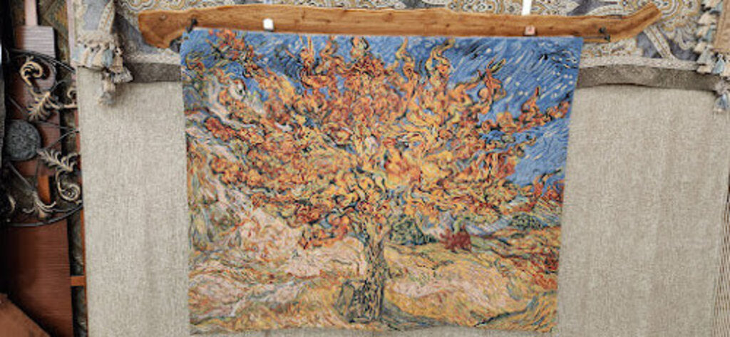Belgium Van Gough Mulberry Tree Tapestry Custom Rod Wood Hanger 33 x 42