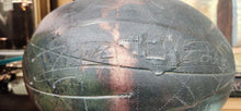 Load image into Gallery viewer, Handmade Raku Style Signed Pottery with lid on stand

