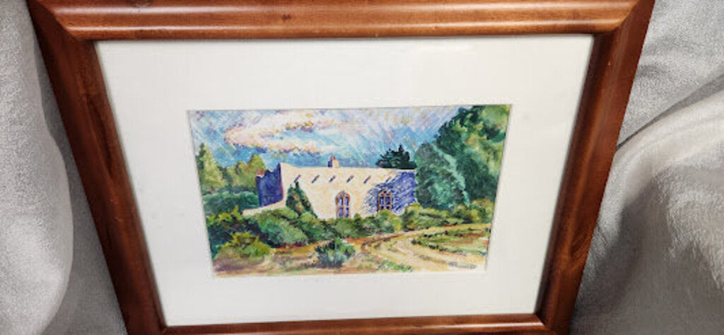 Church Casita Watercolor signed Harrington as is