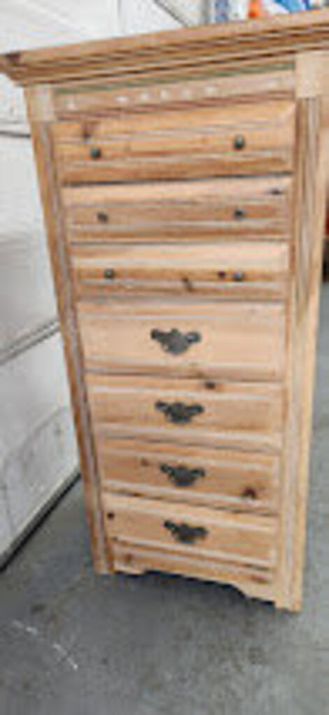 Natural Pine Wood Southwest Tall Jewelry Dresser