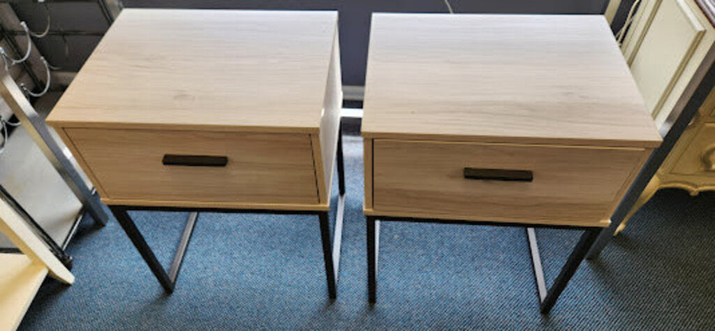 Cream White End Table 1-Drawer Metal Base (1) each