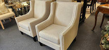 Load image into Gallery viewer, White Linen Style Chair Nailhead Trim Hoatu Furniture (1) each
