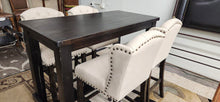 Load image into Gallery viewer, Black Pub Tall Table with 4-White Chairs (scotchguarded)
