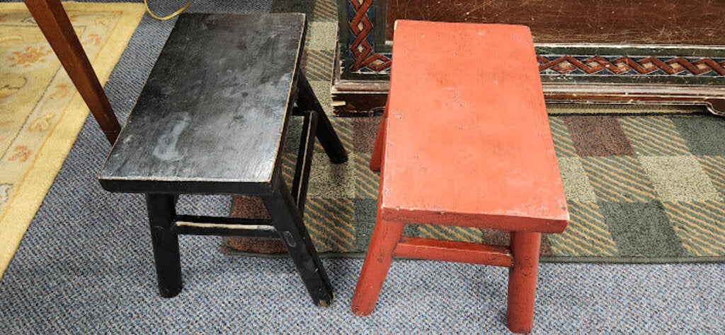Vintage Lacquered Asian Inspired Small Stool (1) each