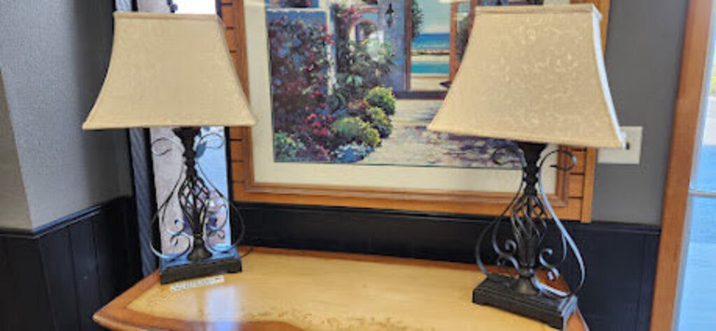 Ornate Black Metal Lamp (1) each