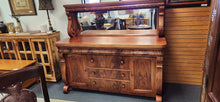 Load image into Gallery viewer, Antique Sideboard Berkey Gay 75" Ribbon Mahogany key top drawer

