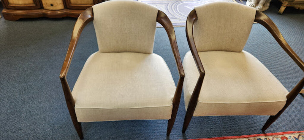 Mid-Century-Modern Style Danish Walnut Sculptural Chairs Pair of 2