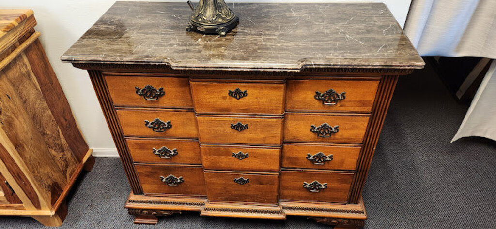 Traditional 4-Drawer Dresser with Marble Style Top