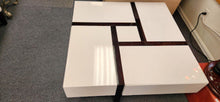Load image into Gallery viewer, Zuri Modern McIntosh 40" White &amp; Ebony Coffee Table side drawers open

