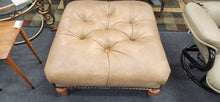 Load image into Gallery viewer, Leather Tufted 32" Square Ottoman on Roller Castors FIRM
