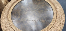 Load image into Gallery viewer, Round 36" Wicker Edge Table Metal Insert Top Wood Base
