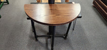 Load image into Gallery viewer, Custom Design Oak Half Moon Wood Table Pipe Base FIRM
