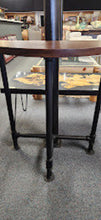 Load image into Gallery viewer, Custom Design Oak Half Moon Wood Table Pipe Base FIRM
