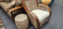 Load image into Gallery viewer, Rattan Seagrass Chair with 2-Side Ottoman 19" Stands set 3
