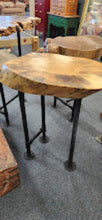 Load image into Gallery viewer, Custom Beetle Kill Pine Pipe Base Side Table FIRM
