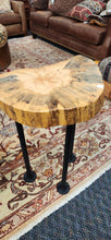 Load image into Gallery viewer, Custom Beetle Kill Pine Pipe Base Side Table FIRM

