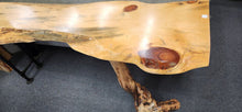 Load image into Gallery viewer, Custom Live Edge Beetle Kill Pine, Aspen Base Pipe FIRM Table
