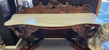 Load image into Gallery viewer, Antique Carved Mahogany Griffin Eagles Marble Top Console Table
