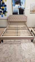 Load image into Gallery viewer, Queen Headboard with Nail Head Trim Platform Bed
