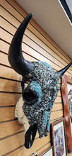 Load image into Gallery viewer, Buffalo Skull Custom Turquoise &amp; Black Crystal Cross
