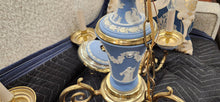 Load image into Gallery viewer, Wedgwood Jasperware 5-Brass Arm Lighted Chandelier
