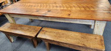 Load image into Gallery viewer, Custom Sawmill Wood Table with 3-Bench Seats
