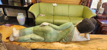 Load image into Gallery viewer, Budda Carved Wood Right Side Repose Peaceful Nirvana Statue as is
