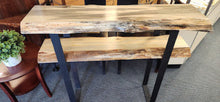 Load image into Gallery viewer, Custom Design 2-Tier Live Edge Beetle Kill Pine Modern Metal Base

