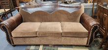 Load image into Gallery viewer, Austin Ranch Design Embossed Leather Velour Upholstery sofa as is
