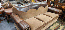 Load image into Gallery viewer, Austin Ranch Design Embossed Leather Velour Upholstery sofa as is
