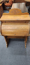 Load image into Gallery viewer, Antique Oak Carved Roll Top Small Desk FIRM

