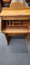 Load image into Gallery viewer, Antique Oak Carved Roll Top Small Desk FIRM
