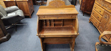 Load image into Gallery viewer, Antique Oak Carved Roll Top Small Desk FIRM
