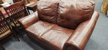 Load image into Gallery viewer, Plush Cognac Leather Styled Curved Arms Loveseat Sofa
