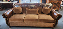 Load image into Gallery viewer, Austin Ranch Design Embossed Leather sofa as is
