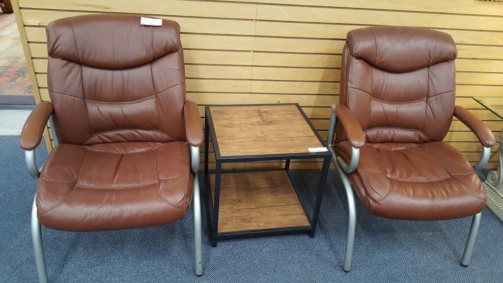 Office Side Chairs set of 2 by Swinton Leather Chrome